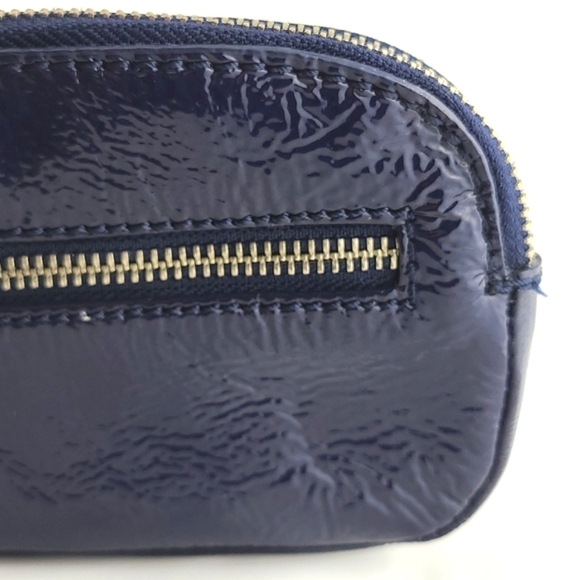American Eagle Outfitters AEO Patent Navy Blue Lrg Zipper Clutch Wristlet Wallet - Picture 6 of 13